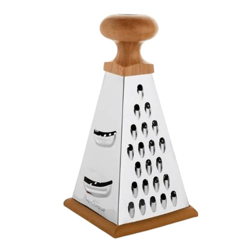 Premium 4-Sided Pyramid Box Grater with Wooden Handle and Base
