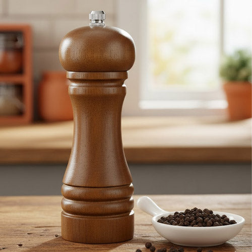 Classic Wooden Pepper Mills / Salt Grinders (Black & Natural Wood)