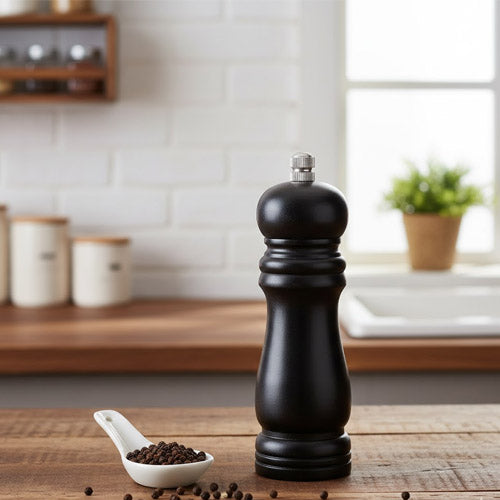 Classic Wooden Pepper Mills / Salt Grinders (Black & Natural Wood)