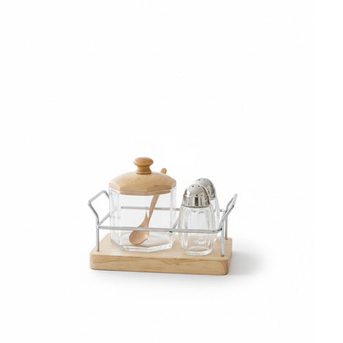 Modern Hexagonal Salt, Pepper, and Sugar/Condiment Caddy