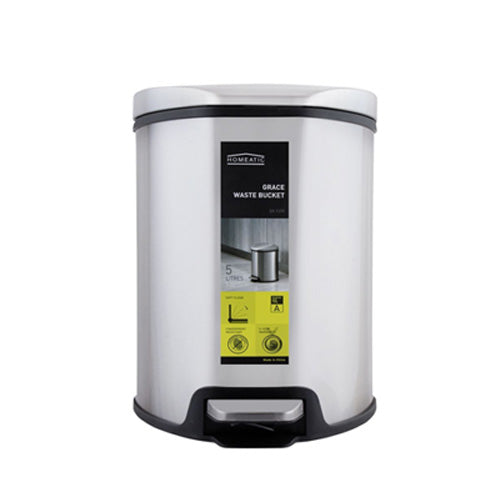Homeatic 9 Liter Ticon Stainless Steel Soft-Close Pedal Dustbin