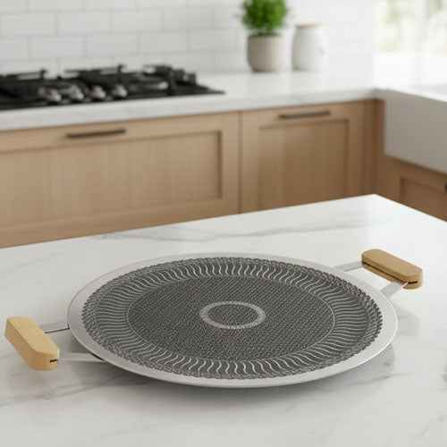 Modern Honeycomb Design Hot Plate / Trivet with Wood Handles