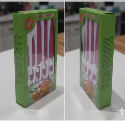 Essential Knife Collection with Non-Stick Coated Blades and White Handles