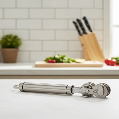 Stainless Steel Rolling Knife Sharpener & Honing Rod | Handheld Wheel Mechanism Grinder | Safety Kitchen Sharpening Tool