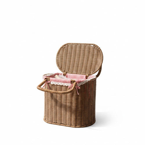 Charming Woven Laundry Hamper / Storage Basket with Lid & Handles
