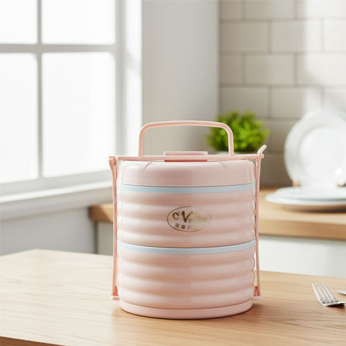 Stackable Ribbed Bento Lunch Box for Picnic and Travel