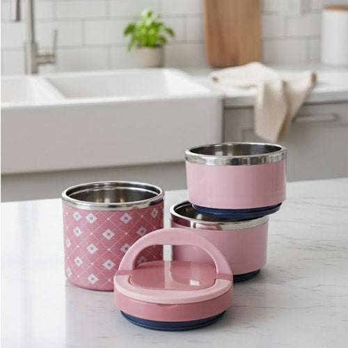 Stylish 2 or 3-Tier Insulated Lunch Box Set with Stainless Steel Interior