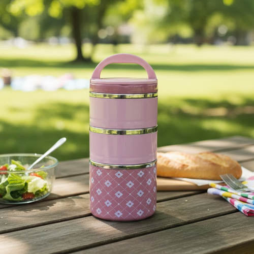 Stylish 2 or 3-Tier Insulated Lunch Box Set with Stainless Steel Interior