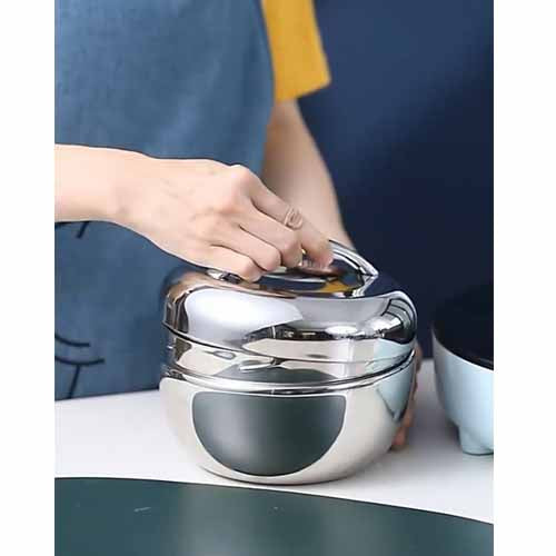 Sleek Stainless Steel Stackable Thermal Lunch Box / Food Warmer