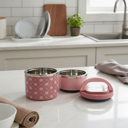 Stylish 2 or 3-Tier Insulated Lunch Box Set with Stainless Steel Interior