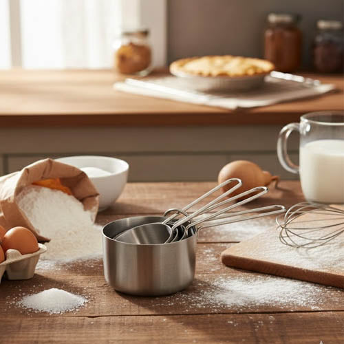 Premium Stainless Steel Measuring Cup Set | Stackable Metal Baking and Cooking Measure Tools | Heavy-Duty Kitchen Gadget