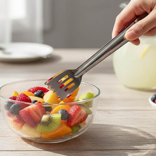 Slotted Mini Stainless Steel Serving Tongs | Small Food Tongs for Appetizers & Fruit Salad | Buffet & Party Server