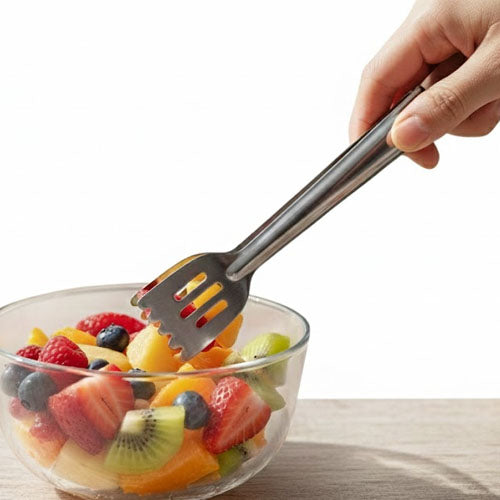 Slotted Mini Stainless Steel Serving Tongs | Small Food Tongs for Appetizers & Fruit Salad | Buffet & Party Server