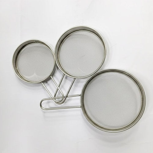 Shengya Mini Stainless Steel Flour Strainer Set (3-Piece) | Fine Mesh Sieve for Powdered Sugar & Tea | Baking & Kitchen Tool