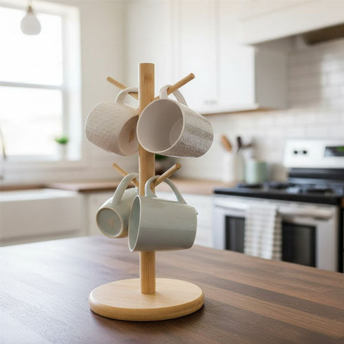 Natural Bamboo/Wood Mug Tree / Cup Drying Rack