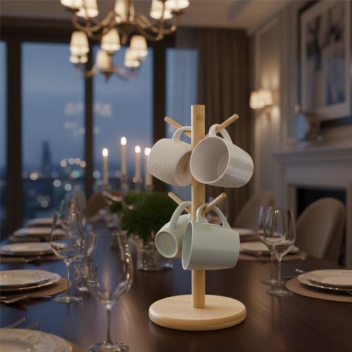 Natural Bamboo/Wood Mug Tree / Cup Drying Rack