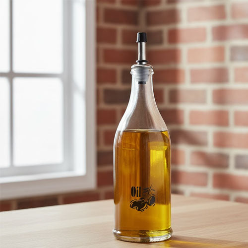 Classic Glass Oil Bottle Cruet with Drip-Free Pourer
