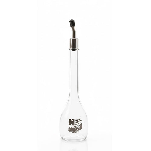 Elegant Glass Olive Oil Dispenser Bottle with Stainless Steel Pour Spout - Tapered Design