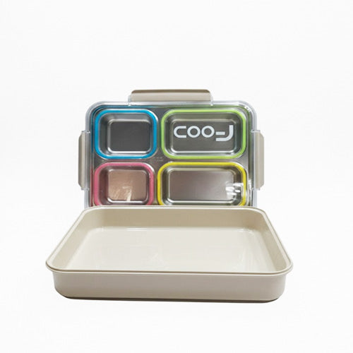 Large Capacity Partitioned Lunch Box | Stainless Steel Bento Box with 4 Compartments | Leakproof Insulated Meal Prep Container