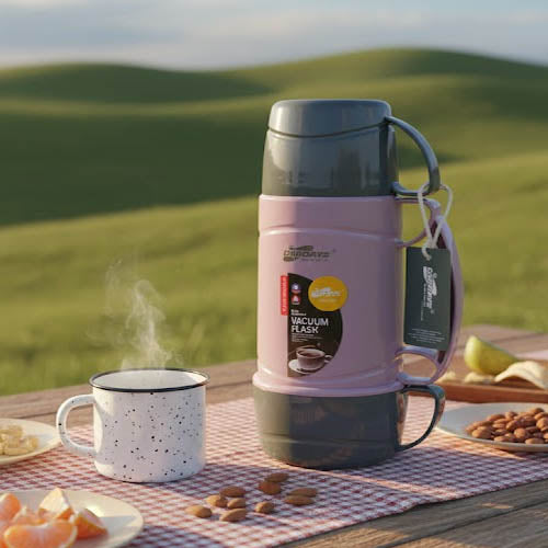 Day Days Compact 460ml Insulated Vacuum Flask - Travel Size with Serving Cup - Home & Personal Use