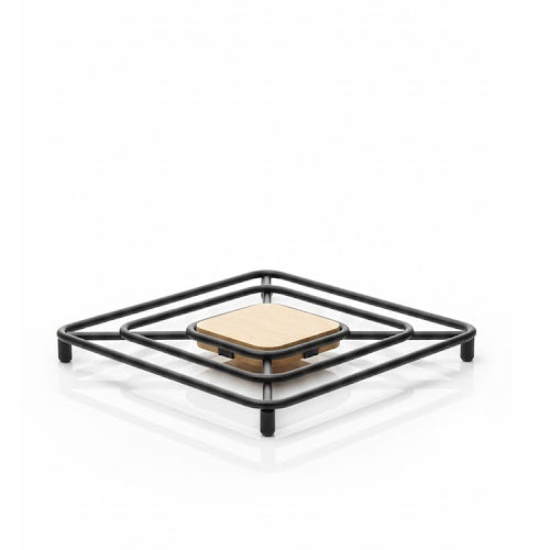 Modern Square Metal & Wood Trivet | Geometric Heat-Resistant Pot Mat Pad