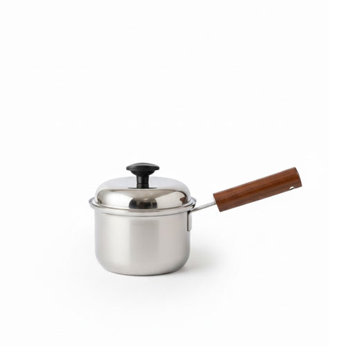 Heavy-Gauge Stainless Steel Sauce Pan | Small Milk Pan with Cool-Touch Wooden Handle