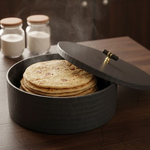 Luxury Faux Leather Roti Daan | Designer Chapati Storage Box | Keep Rotis Warm & Soft