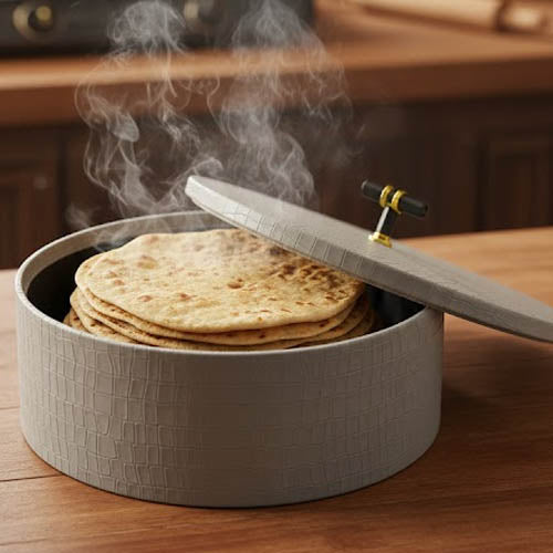 Luxury Faux Leather Roti Daan | Designer Chapati Storage Box | Keep Rotis Warm & Soft