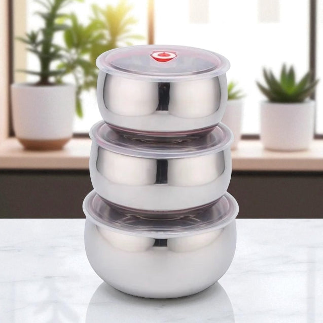 Nesting Stainless Steel Food Storage Bowl Set - Meal Prep Containers with Locking Airtight Lids