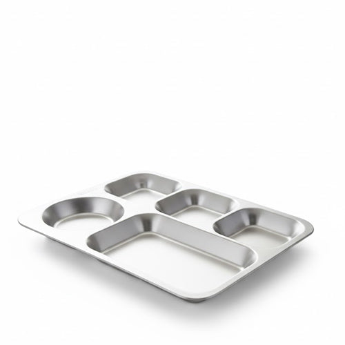 Heavy-Gauge Stainless Steel 5-Compartment Thali | Divided Serving Plate & Mess Tray