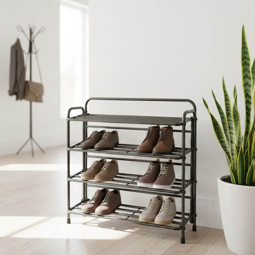 Multi-Tier Metal Shoe Rack Organizer (3, 4, or 5 Tiers) | Space-Saving Vertical Storage Shelf