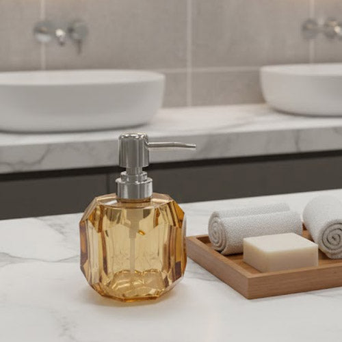 Luxury Faceted Acrylic Soap Dispenser | Refillable Diamond-Cut Liquid Hand Soap Bottle