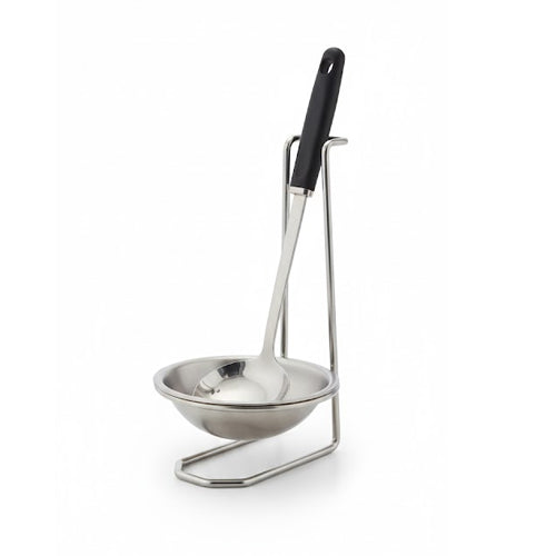 Modern Stainless Steel Spoon Rest with Vertical Stand - Countertop Ladle and Utensil Holder