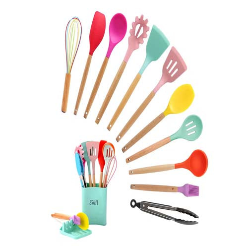 5-Piece Silicone Cooking Spoon Set | Non-Scratch, Heat-Resistant Kitchen Utensils | Spatula, Slotted Spoon & Serving Tools