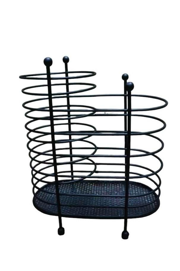 Premium 2-Compartment Metal Wire Cutlery Stand | Matte Black Spoon & Fork Holder for Dining Table