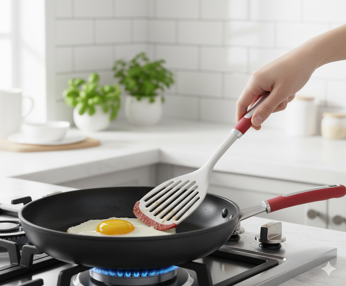 Heavy-Duty Stainless Steel Turner Spatula | Soft Grip Handle Flipper for Cooking & Grilling | Slotted Metal Kitchen Utensil