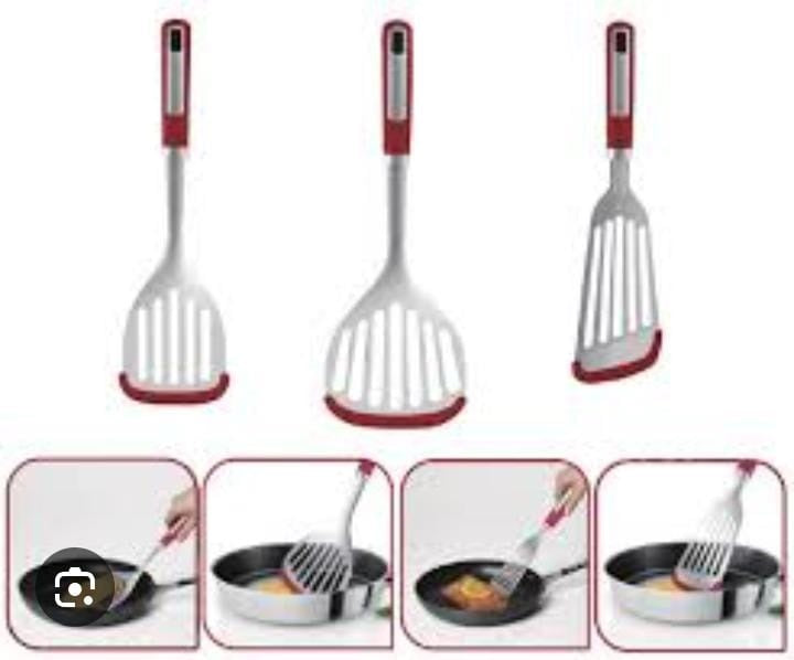 Stainless Steel Omelet Turner & Fish Flipper | Thin Edge Spatula with Soft Grip Handle | Non-Slip Professional Cooking Utensil