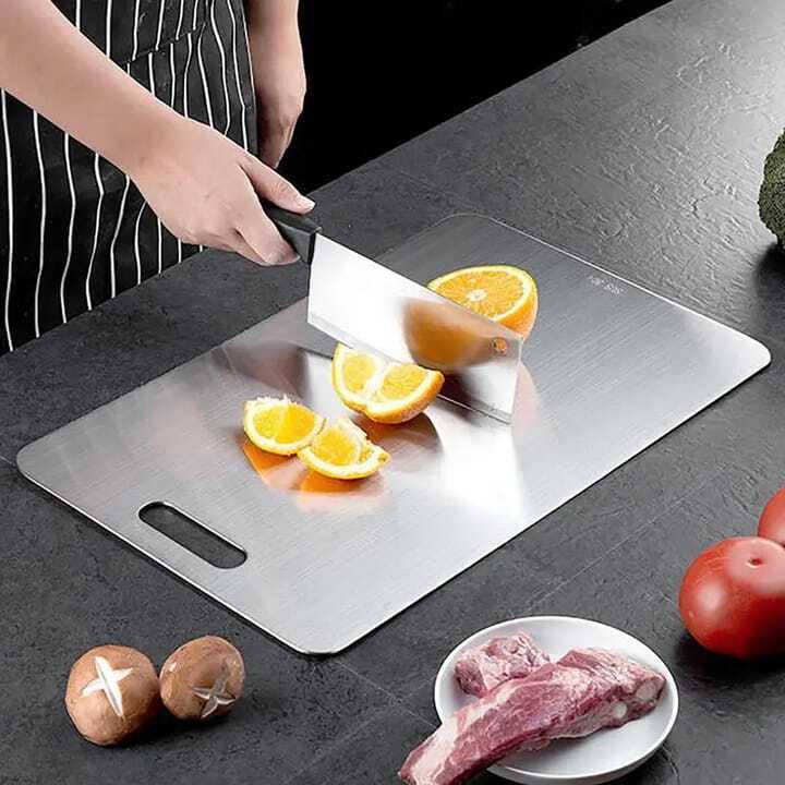Food Grade SUS 304 Stainless Steel Cutting Board | Hygienic Anti-Bacterial Chopping Board & Dough Mat | Non-Porous Kitchen Prep Board