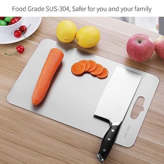 Food Grade SUS 304 Stainless Steel Cutting Board | Hygienic Anti-Bacterial Chopping Board & Dough Mat | Non-Porous Kitchen Prep Board