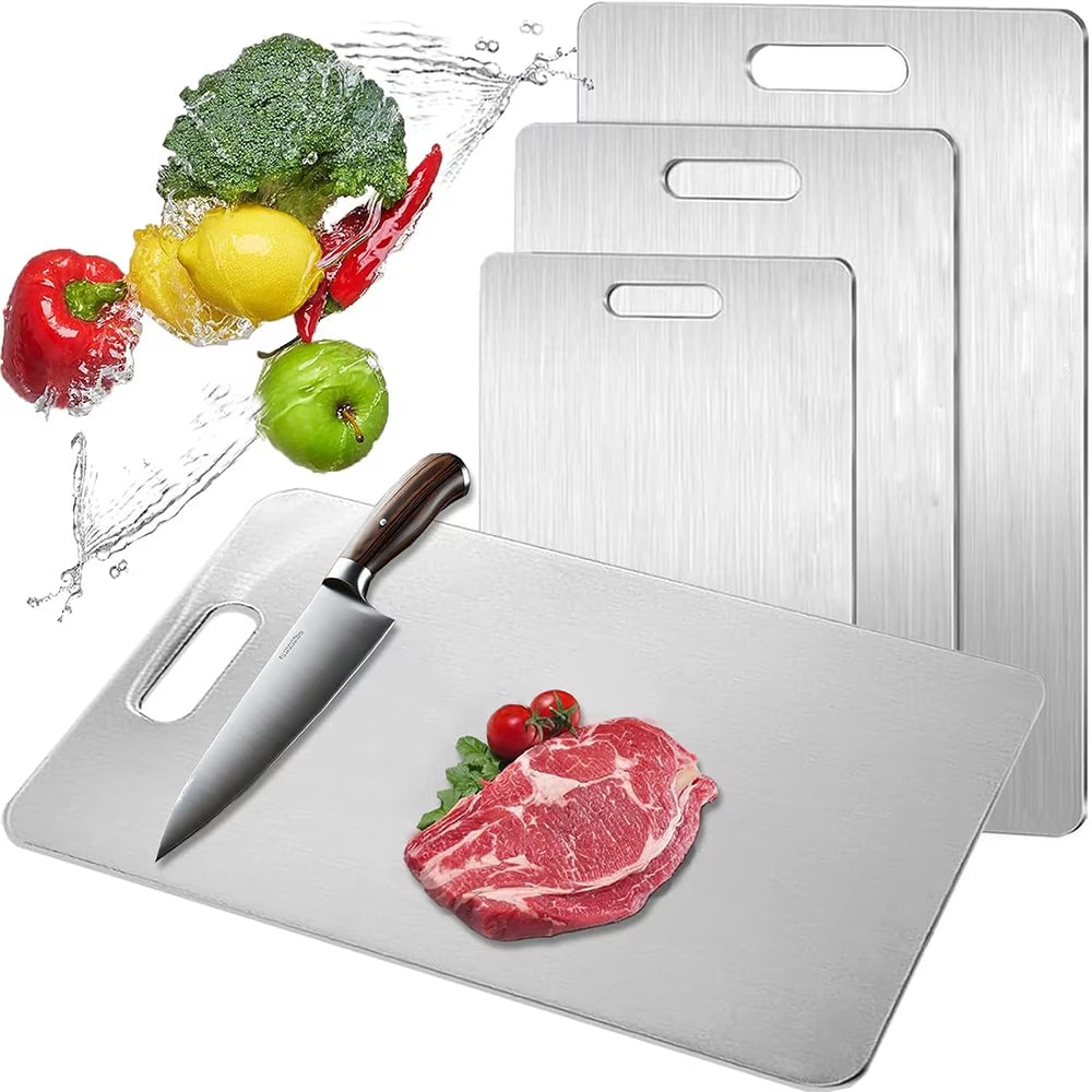 Food Grade SUS 304 Stainless Steel Cutting Board | Hygienic Anti-Bacterial Chopping Board & Dough Mat | Non-Porous Kitchen Prep Board