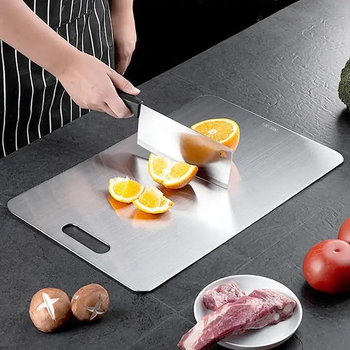 Food Grade SUS 304 Stainless Steel Cutting Board | Hygienic Anti-Bacterial Chopping Board & Dough Mat | Non-Porous Kitchen Prep Board