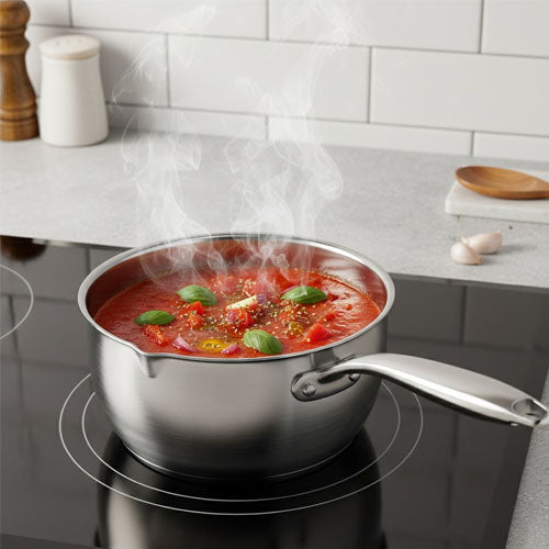 Stainless Steel Honeycomb Non-Stick Saucepan | Induction Ready SS Cooking Pot | Professional Honeycomb Pattern Sauce Pan