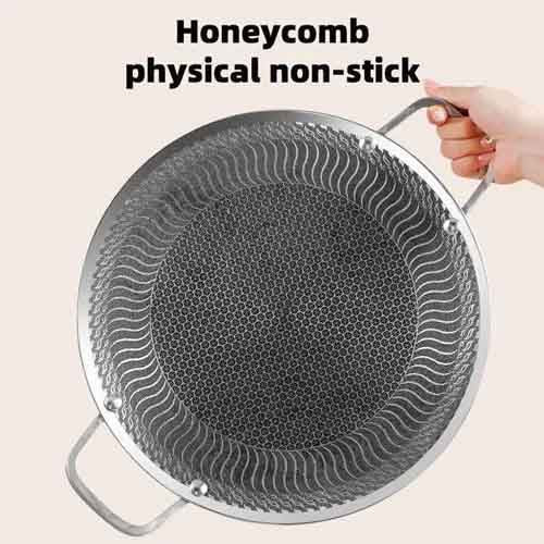 Honeycomb Stainless Steel Tawa & Flat Griddle | Non-Stick Dosa Tawa | Induction Ready Roti Pan & Hexagonal Pattern Cookware