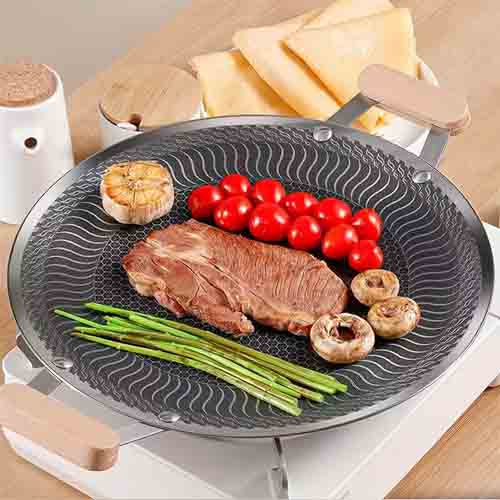 Honeycomb Stainless Steel Tawa & Flat Griddle | Non-Stick Dosa Tawa | Induction Ready Roti Pan & Hexagonal Pattern Cookware