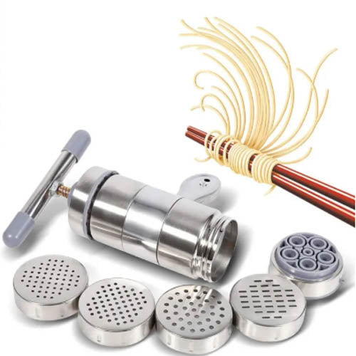 Stainless Steel Hand-Press Noodle Maker | Manual Pasta Extruder & Spaghetti Cutter | Fresh Homemade Noodle Machine