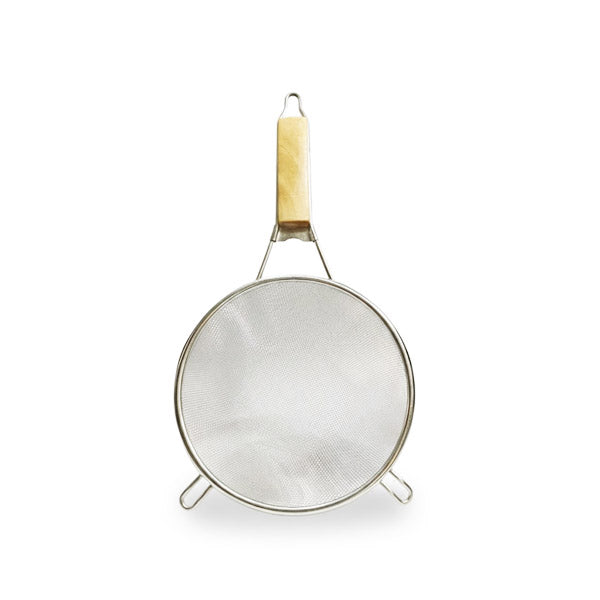 Fine Mesh Stainless Steel Strainer with Wood Handle | Multi-Purpose Kitchen Sieve for Flour, Pasta & Vegetables | Hanging Colander