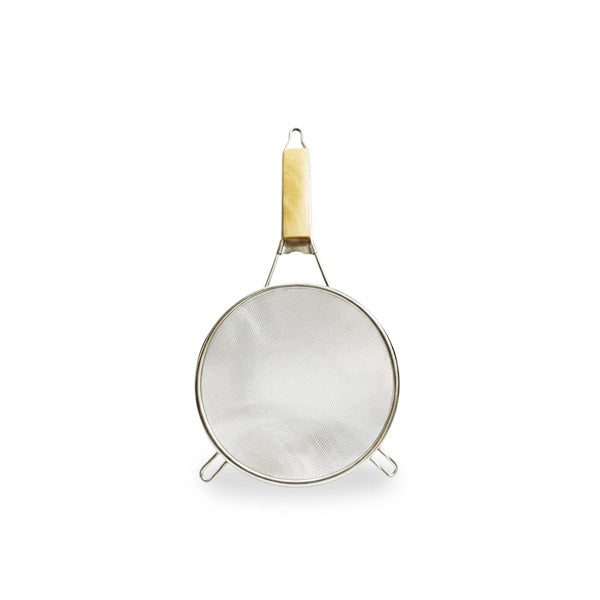 Fine Mesh Stainless Steel Strainer with Wood Handle | Multi-Purpose Kitchen Sieve for Flour, Pasta & Vegetables | Hanging Colander