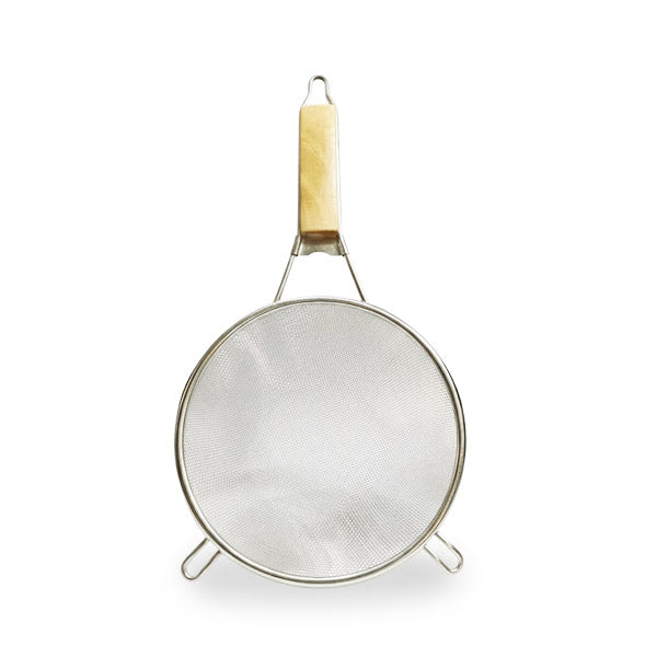 Fine Mesh Stainless Steel Strainer with Wood Handle | Multi-Purpose Kitchen Sieve for Flour, Pasta & Vegetables | Hanging Colander
