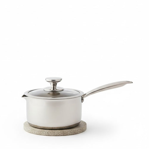 Stainless Steel Saucepan with Glass Lid – Small Induction Milk Pan & Butter Warmer