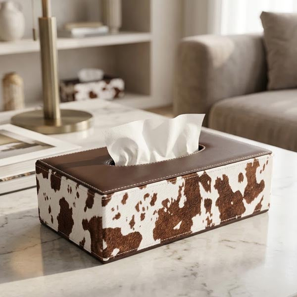 Executive PU Leather Tissue Organizer – Professional Rectangular Holder for Corporate & Home Decor